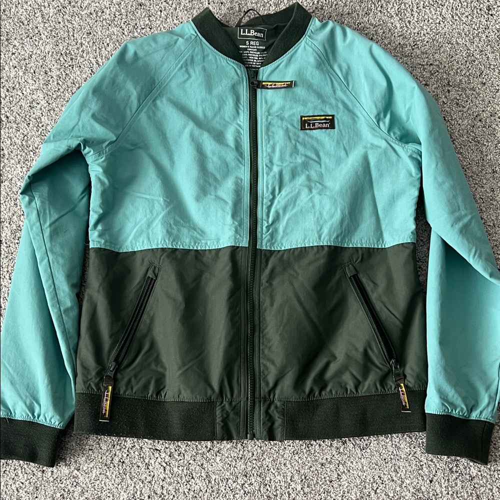 L.L. Bean Teal and Dark Green Zip-Up Jacket